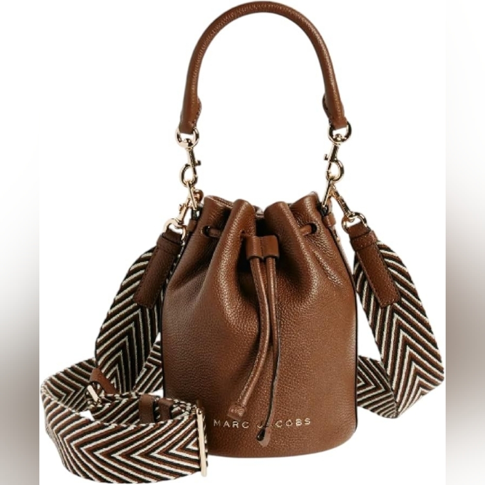 NWT Marc Jacobs Cognac Pebbled Leather Bucket Bag